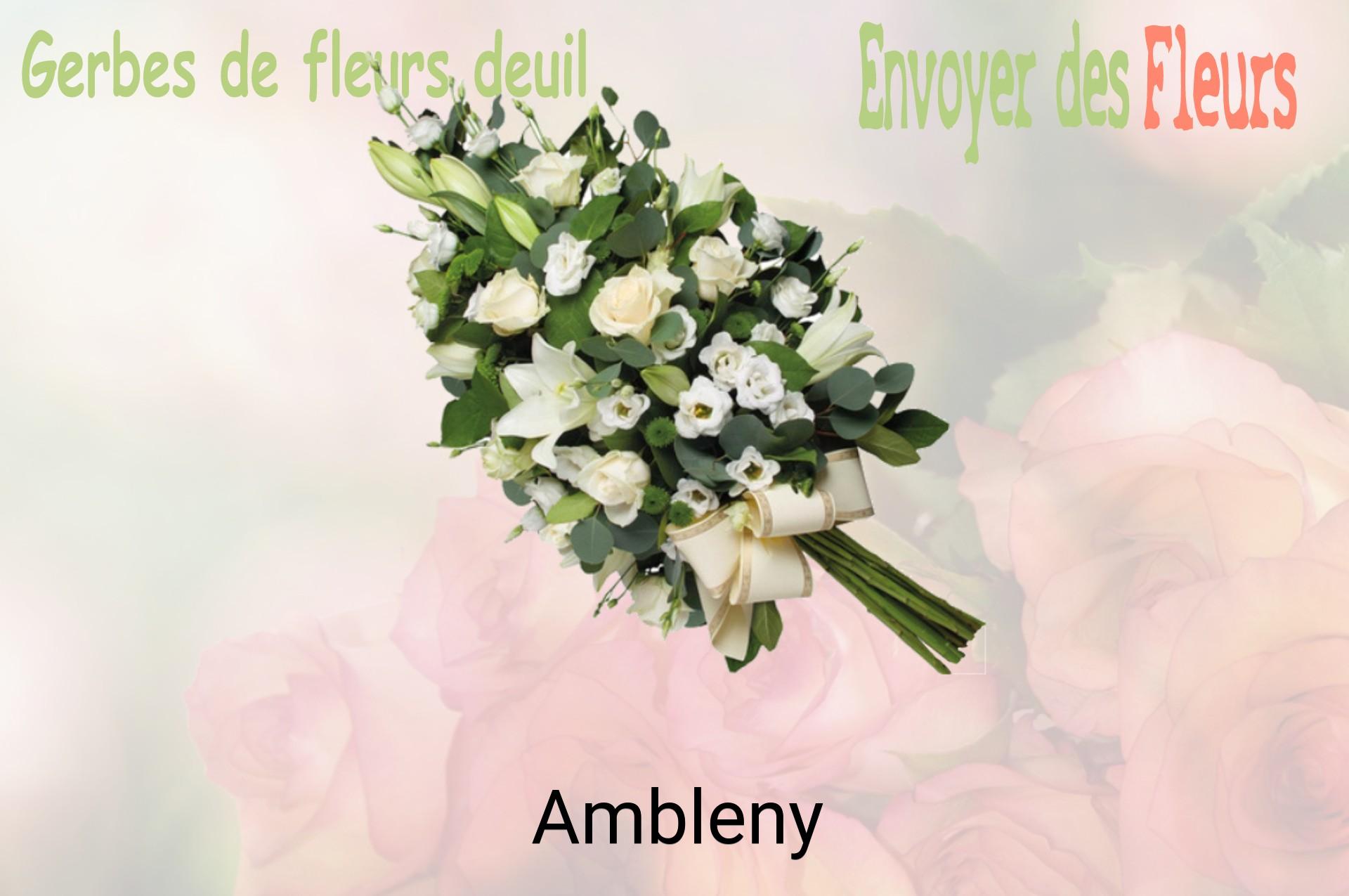 Gerbe de fleurs de deuil livrée à Ambleny